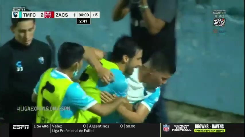 MEX D2 Tampico Madero Vs Mineros de Zacatecas Joel Gustavo Perez Valle Goal in 92 min, Score 2:1