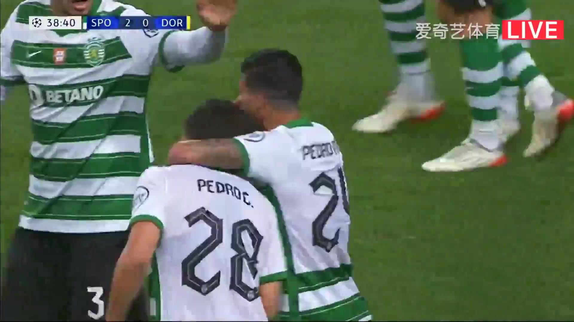 UEFA CL Sporting CP Vs Borussia Dortmund Pedro Goncalves Goal in 37 min, Score 2:0