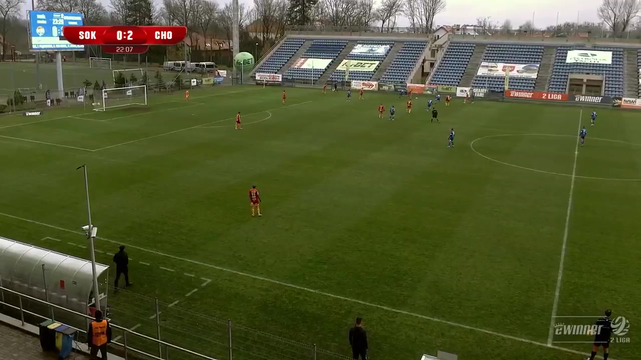 POL D2 Sokol Ostroda Vs Chojniczanka Chojnice Van Huffel Goal in 24 min, Score 0:3