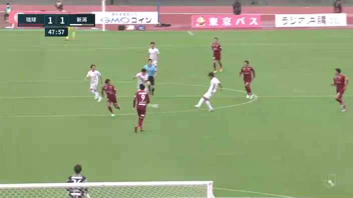 日职乙 FC琉球 Vs 新泻天鹅 49分铃木孝司进球,比分1:1