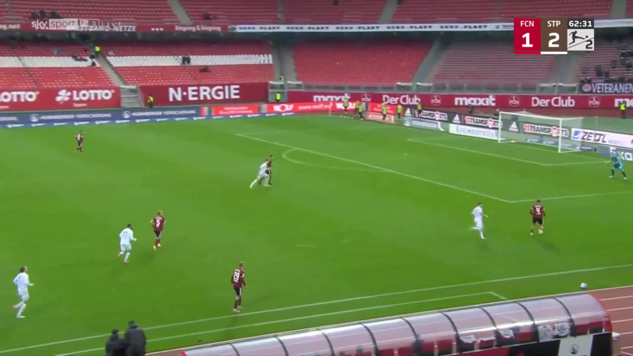 GER D2 Nurnberg Vs St. Pauli Adam Dzwigala Goal in 63 min, Score 1:3