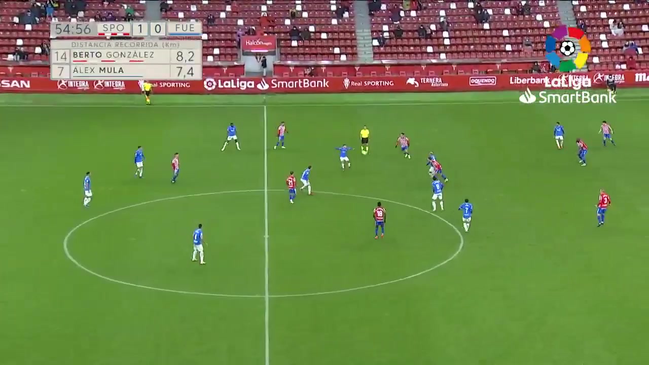 SPA D2 Sporting Gijon Vs Fuenlabrada Damian Caceres Rodriguez Goal in 56 min, Score 1:1