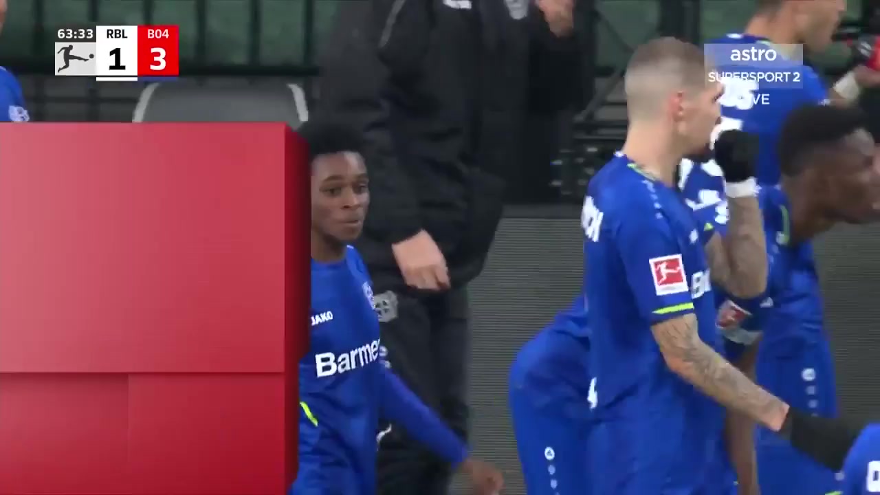 Bundesliga RB Leipzig Vs Bayer Leverkusen Jeremie Frimpong Goal in 63 min, Score 1:3