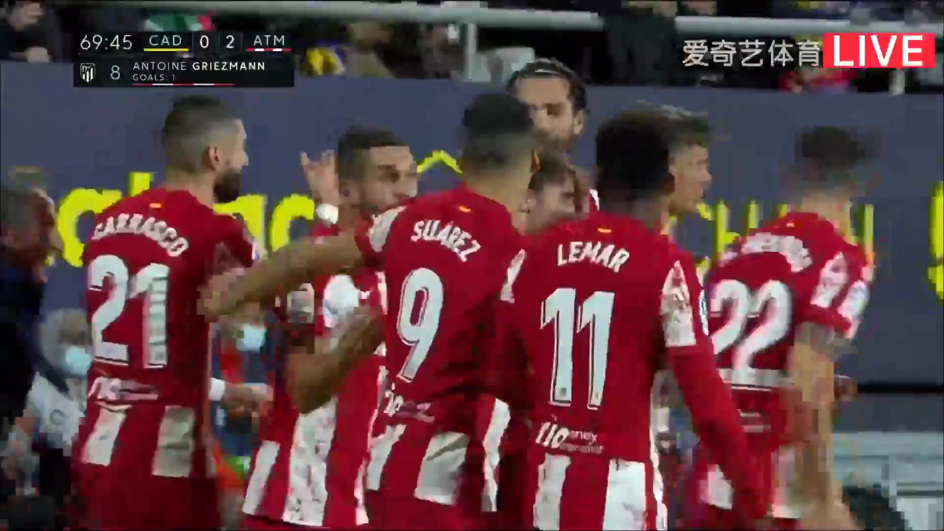 Laliga1 Cadiz Vs Atletico Madrid 70 ทำประตู Antoine Griezmann ประตู, ทำคะแนน 0:2