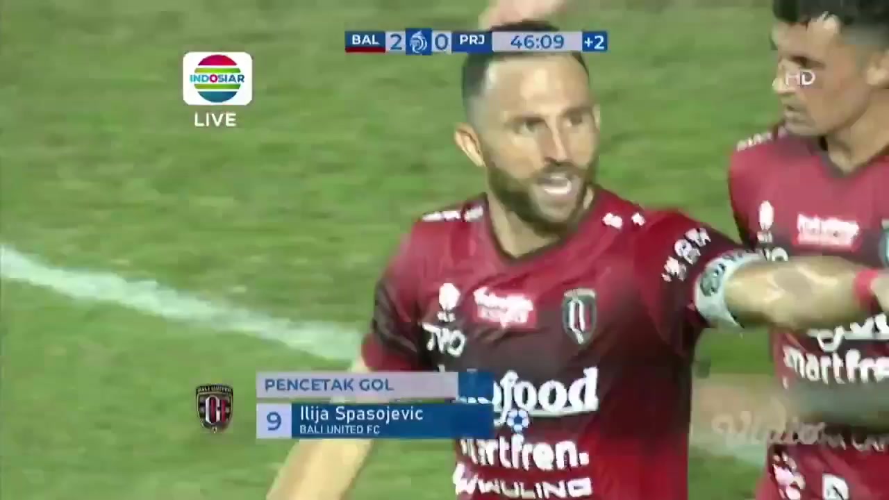 IDN ISL Bali United Vs Persiraja Aceh Ilija Spasojevic Goal in 45+ min, Score 2:0