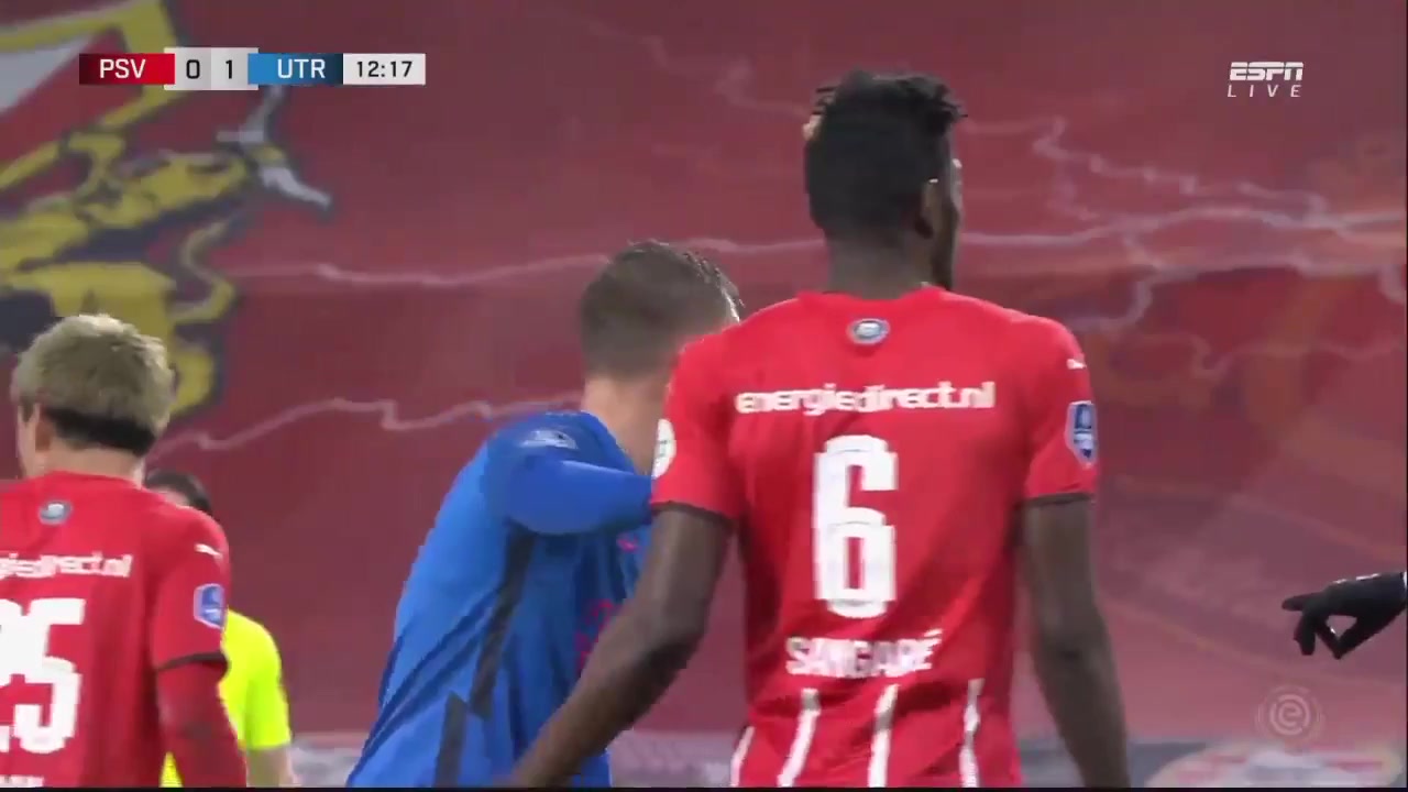 HOL D1 PSV Eindhoven Vs FC Utrecht Mike van der Hoorn Goal in 11 min, Score 0:1