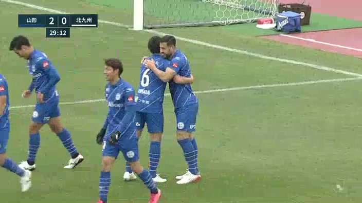 日职乙 山形山神 Vs 北九州向日葵 32分进球,比分2:0