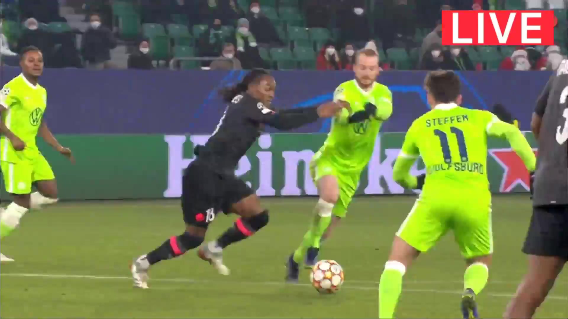 UEFA CL VfL Wolfsburg Vs Lille  Goal in 89 min, Score 1:3