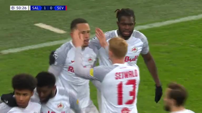 UEFA CL Red Bull Salzburg Vs Sevilla  Goal in 51 min, Score 1:0