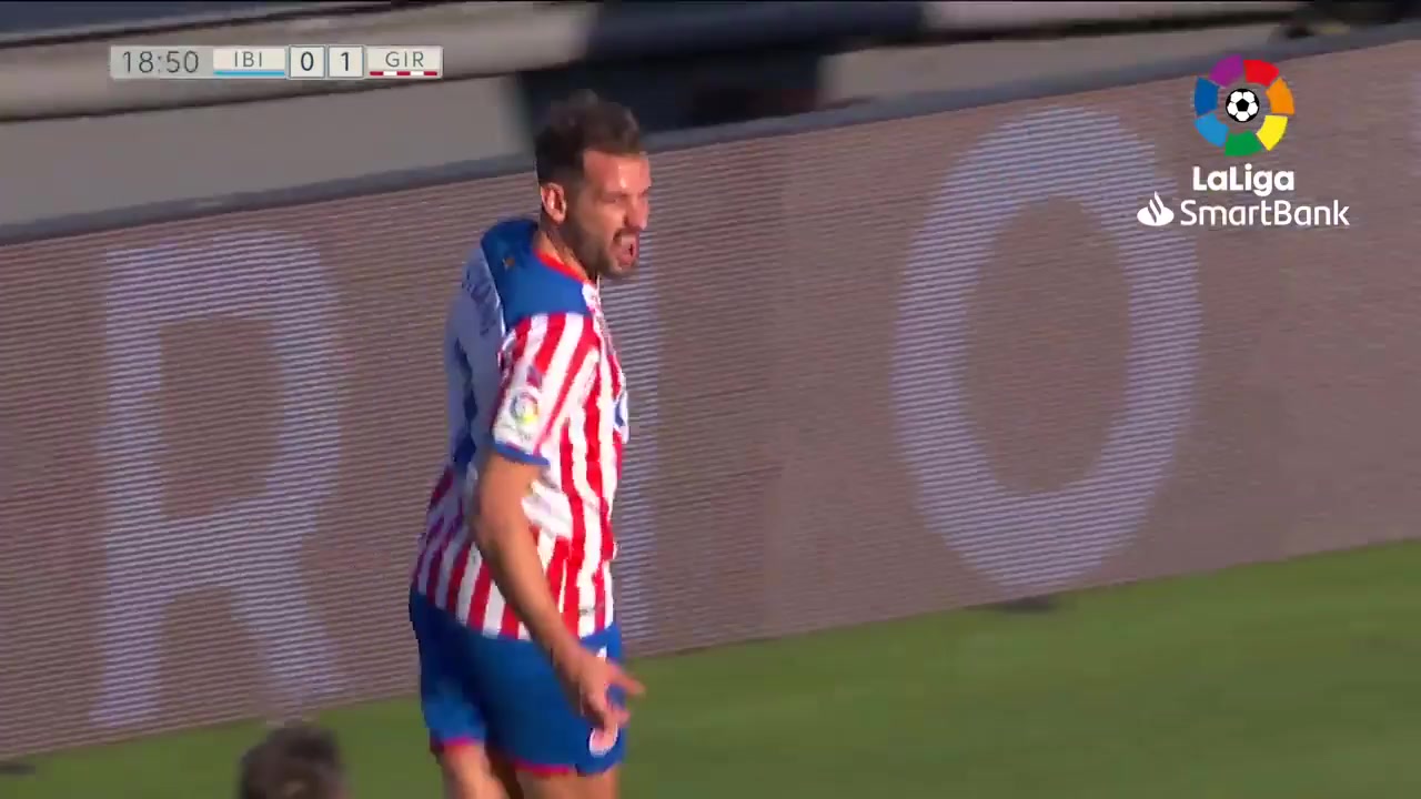 SPA D2 Ibiza Eivissa Vs Girona Christian Ricardo Stuani Goal in 18 min, Score 0:1