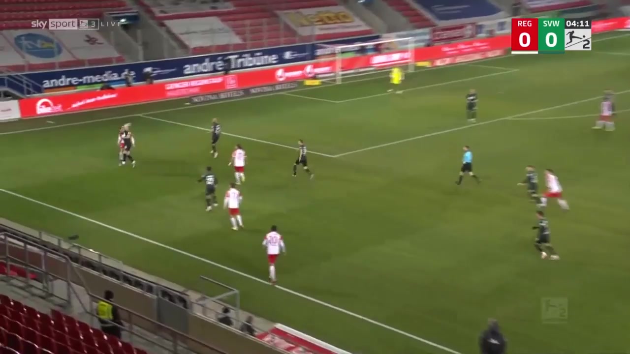 GER D2 Jahn Regensburg Vs Werder Bremen Steve Breitkreuz Goal in 4 min, Score 1:0