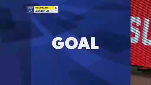 ISL Hyderabad FC Vs Northeast United  Goal in 94 min, Score 5:1