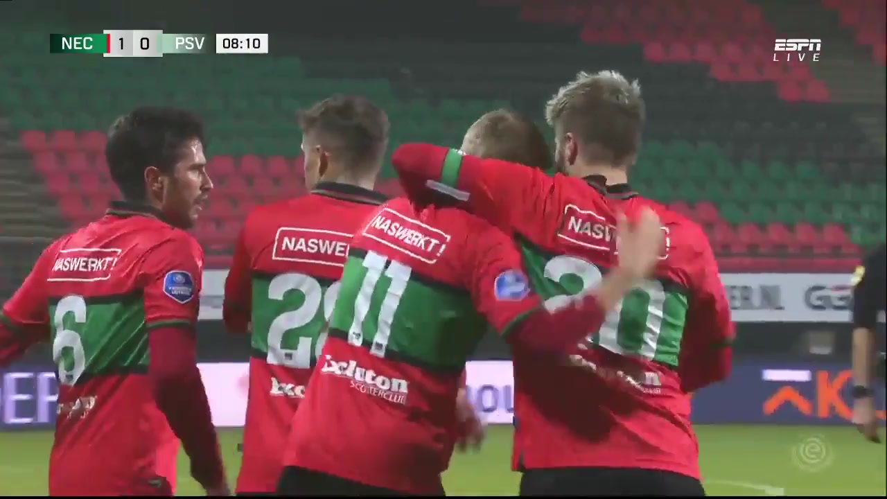 HOL D1 NEC Nijmegen Vs PSV Eindhoven Magnus Mattsson Goal in 8 min, Score 1:0