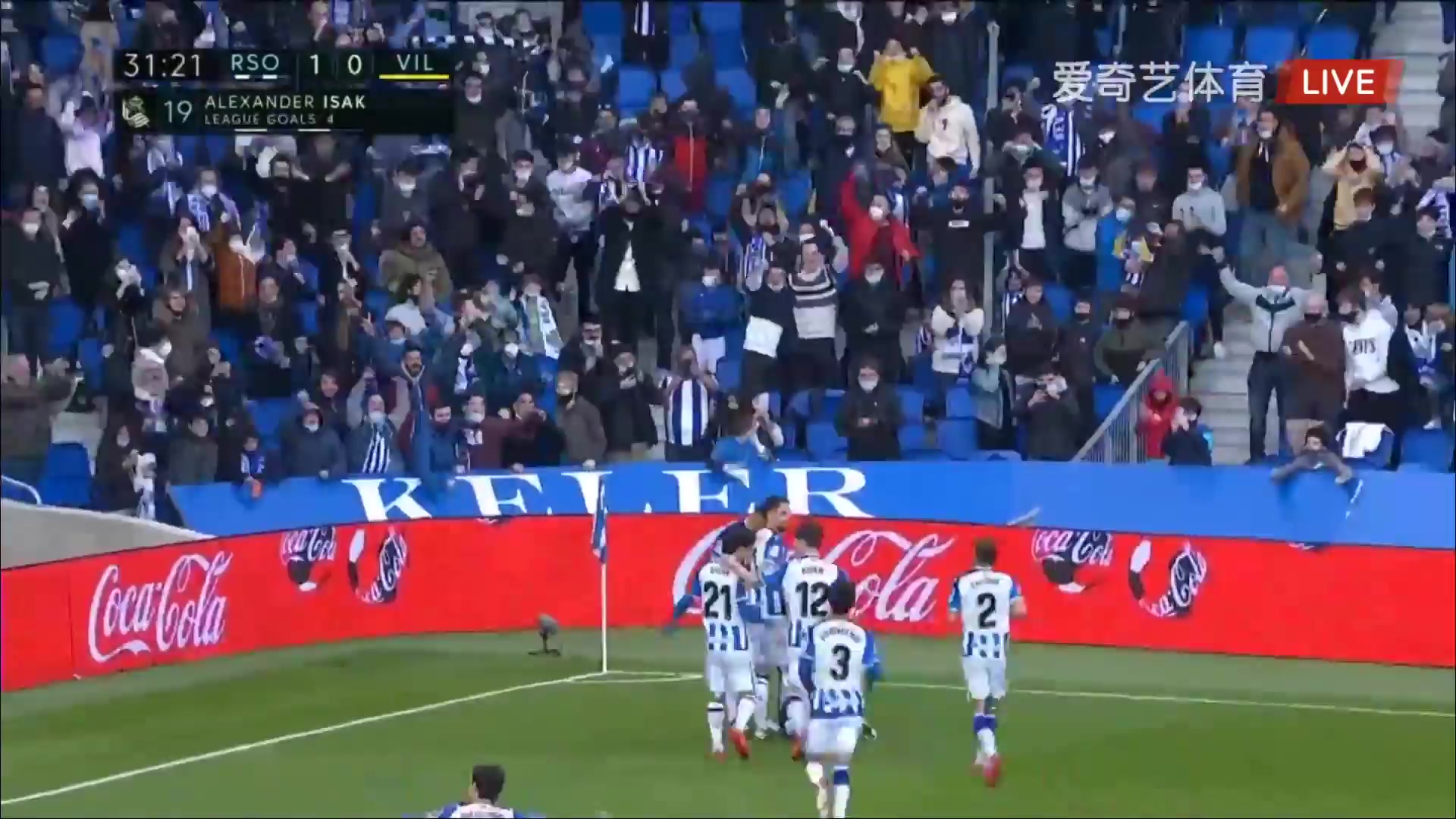 Laliga1 Real Sociedad Vs Villarreal Alexander Isak Goal in 31 min, Score 1:0