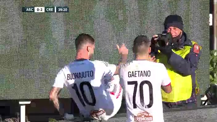 ITA D2 Ascoli Vs Cremonese 38 phút Cristian BuonaiutoVào, ghi bàn 0:2