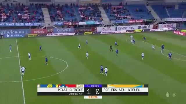 6 Piast Gliwice Vs Stal Mielec 42 skor gol Michal Chrapek, skor 1:0