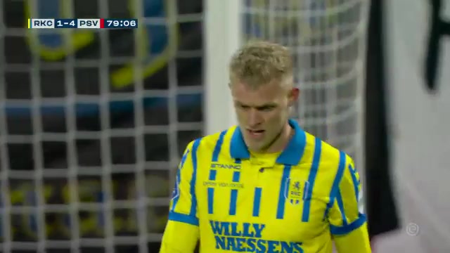 HOL D1 RKC Waalwijk Vs PSV Eindhoven Jens Odgaard Goal in 79 min, Score 1:4