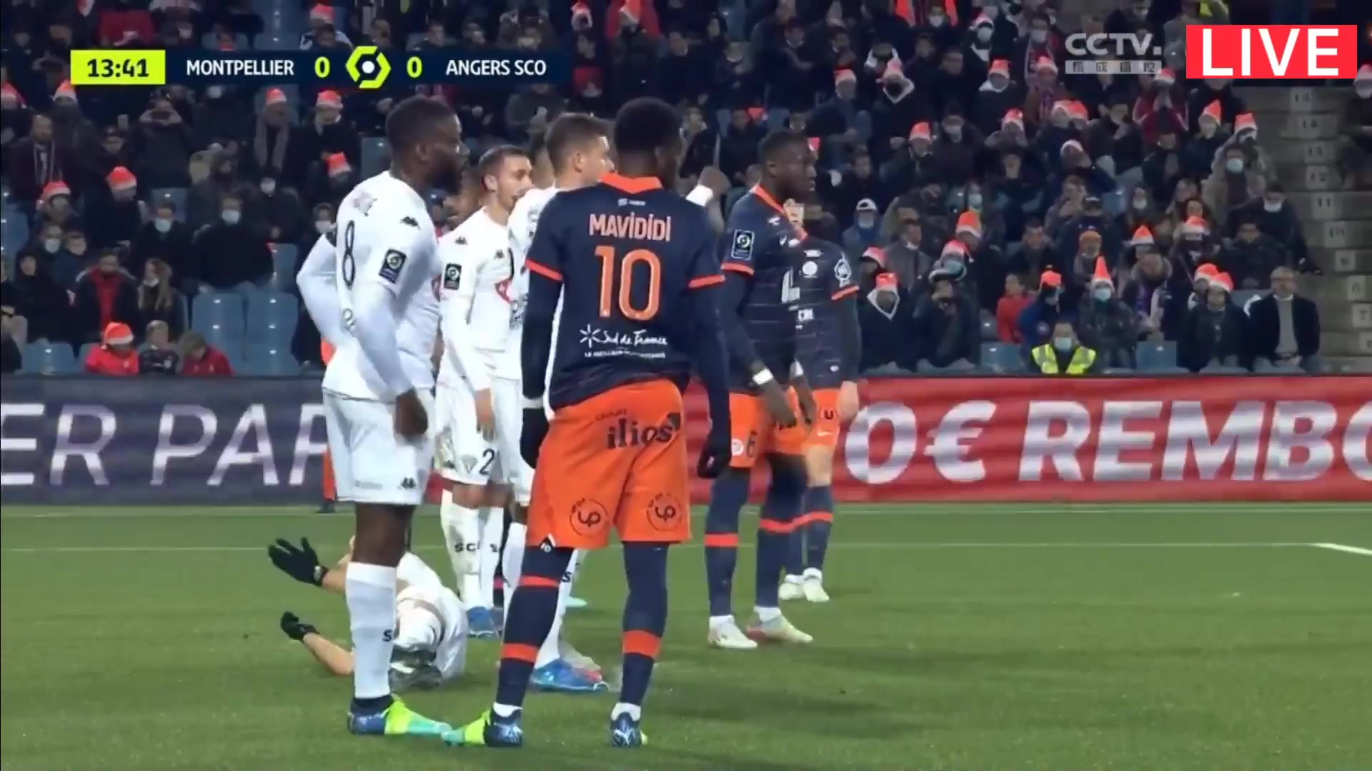 Ligue1 Montpellier Vs Angers Teji Savanier Goal in 13 min, Score 1:0