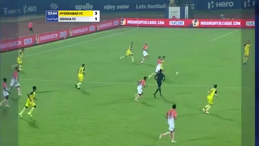 ISL Hyderabad FC Vs Odisha FC Eduardo Garcia Martin Goal in 54 min, Score 3:1