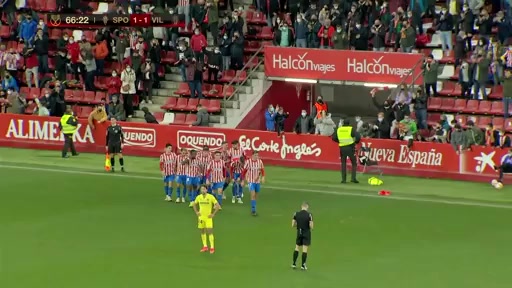 SPA CUP Sporting Gijon Vs Villarreal Uros Djurdjevic Goal in 66 min, Score 1:1