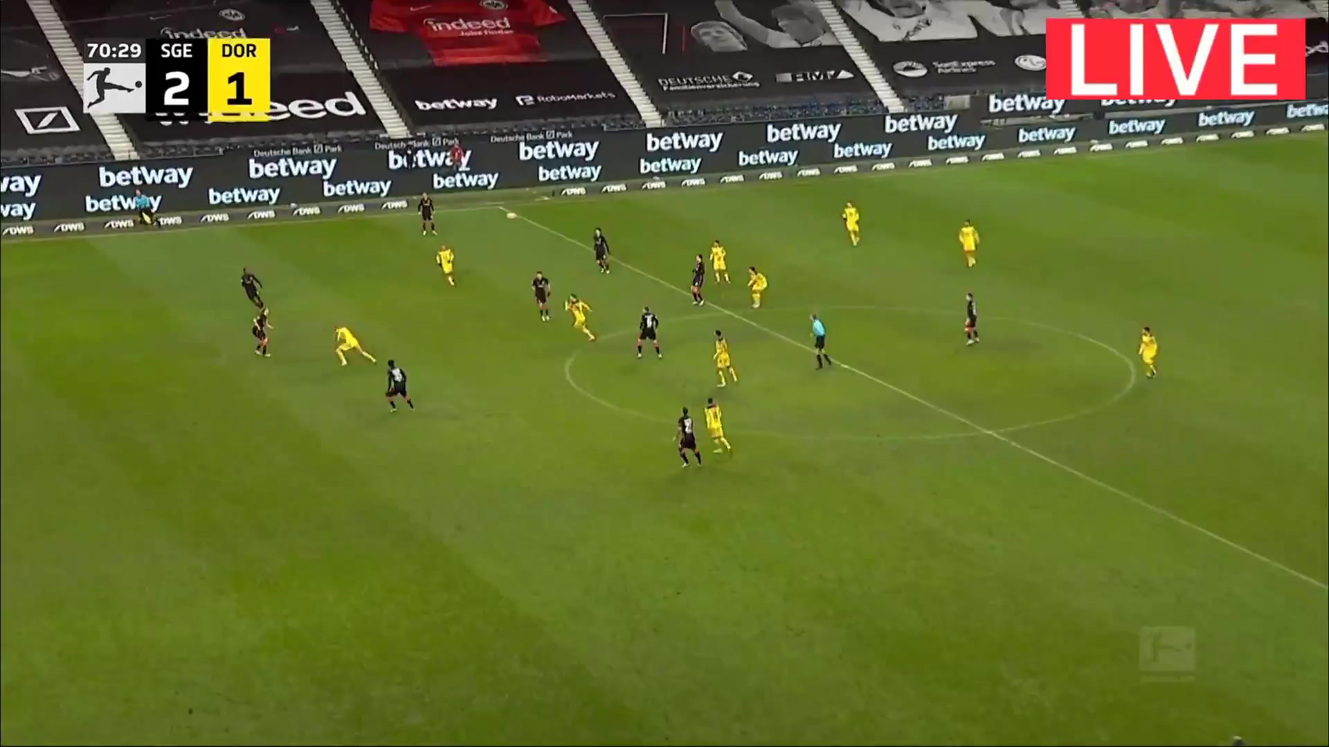 Bundesliga Eintracht Frankfurt Vs Borussia Dortmund Thorgan Hazard Goal in 70 min, Score 2:1