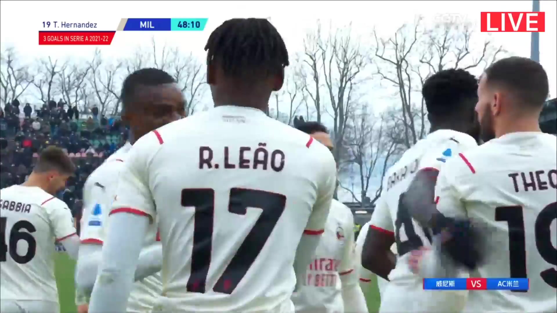 Serie A Venezia Vs AC Milan 48 phút Theo HernandezVào, ghi bàn 0:2