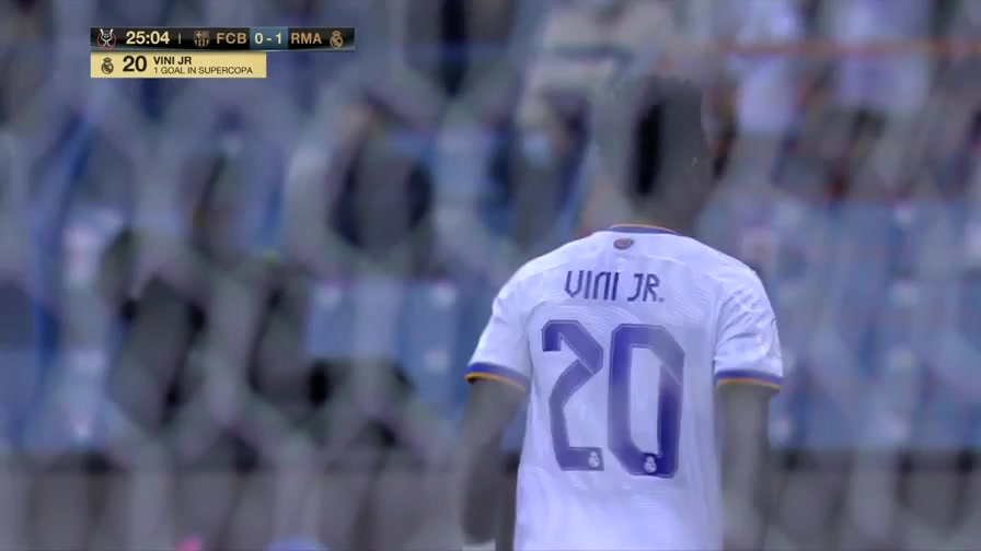 SPA SUC FC Barcelona Vs Real Madrid Vinicius Jose Paixao de Oliveira Junior Goal in 24 min, Score 0:1