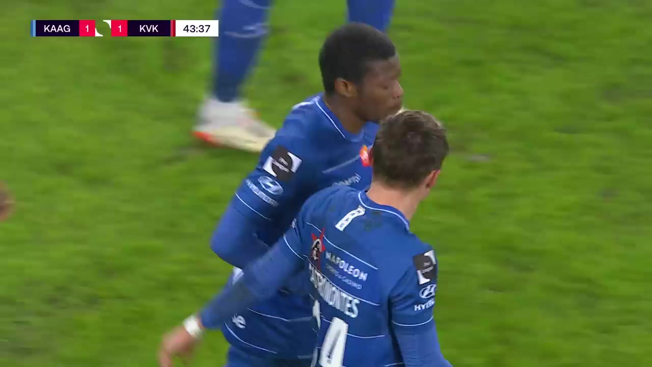 BEL D1 KAA Gent Vs Kortrijk Alessio Castro Montes Goal in 43 min, Score 1:1