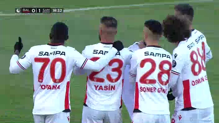 TUR D2 Balikesirspor Vs Samsunspor Yasin Öztekin Goal in 17 min, Score 0:1