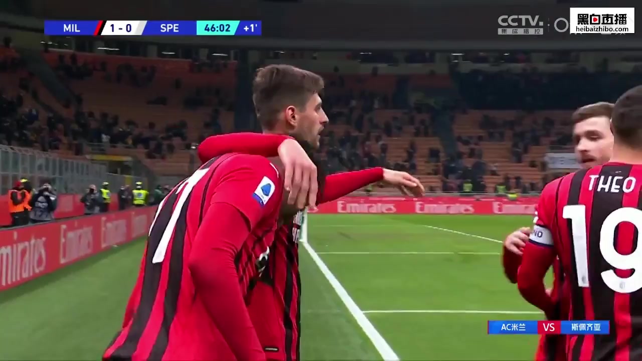 Serie A AC Milan Vs Spezia 45 phút Rafael LeaoVào, ghi bàn 1:0