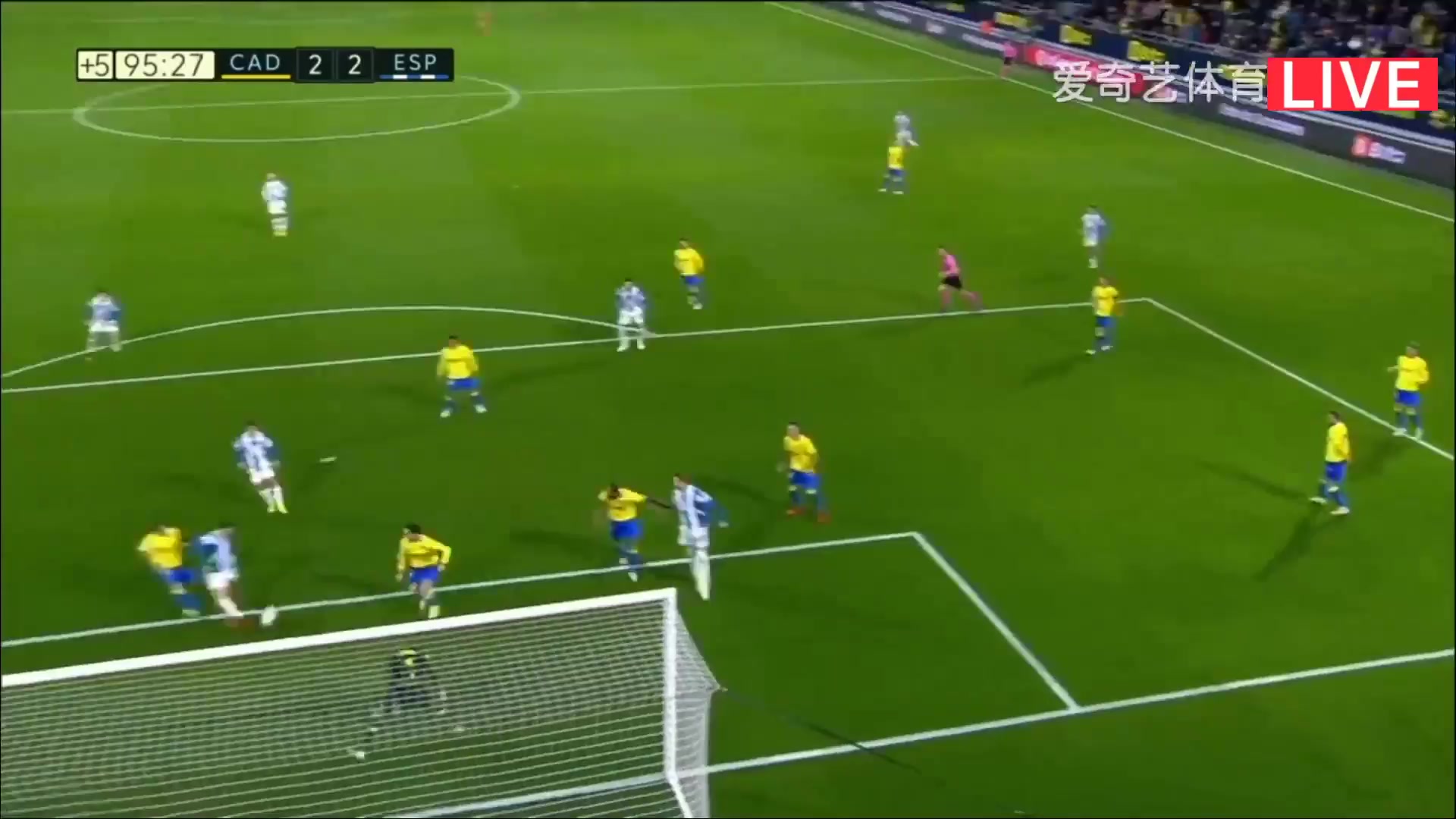 Laliga1 Cadiz Vs RCD Espanyol  Goal in 95 min, Score 2:2
