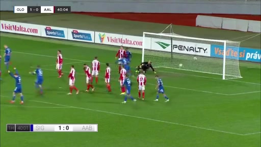 INT CF Sigma Olomouc Vs Aalborg Vaclav Jemelka Goal in 39 min, Score 1:0