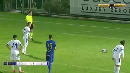 INT CF Lech Poznan Vs Dinamo Batumi Vladimer Mamuchashvili Goal in 45+ min, Score 1:1