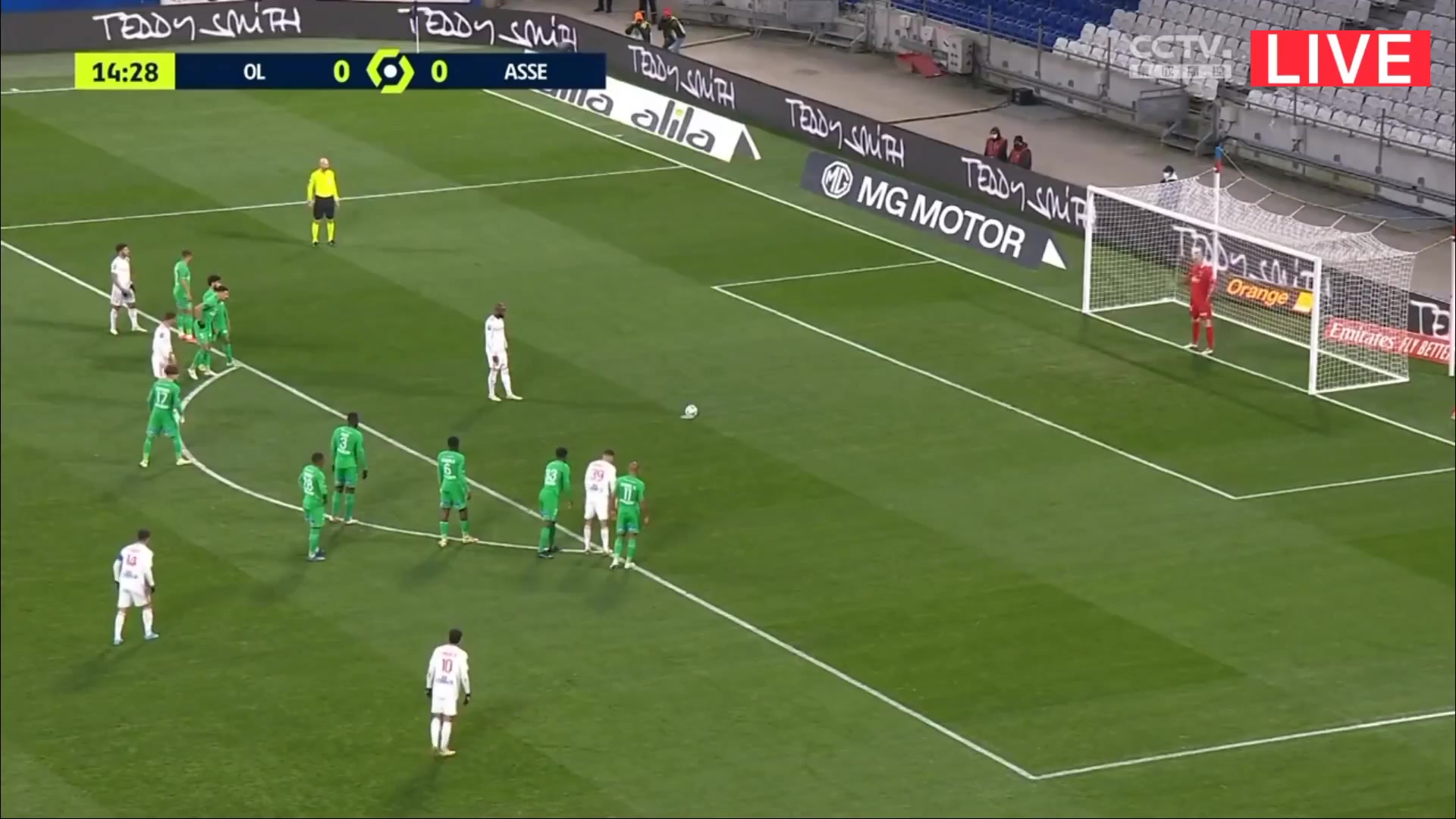 Ligue1 Lyon Vs Saint Etienne  Goal in 15 min, Score 1:0