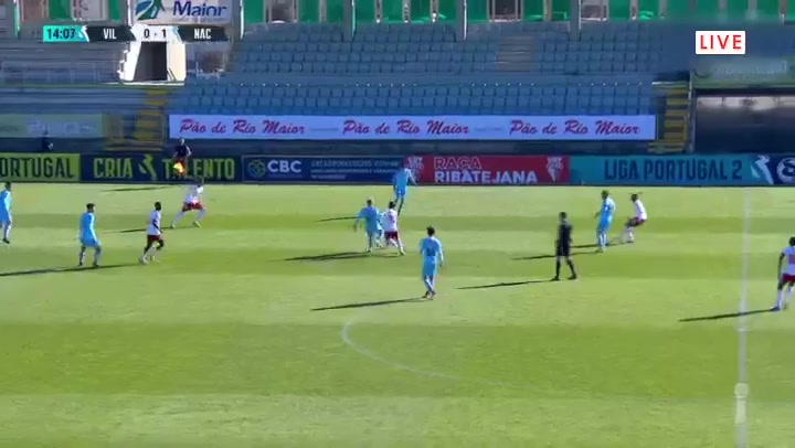 POR D2 Vilafranquense Vs Nacional da Madeira Rafael Jose Fernandes Teixeira Viera Goal in 13 min, Score 0:1