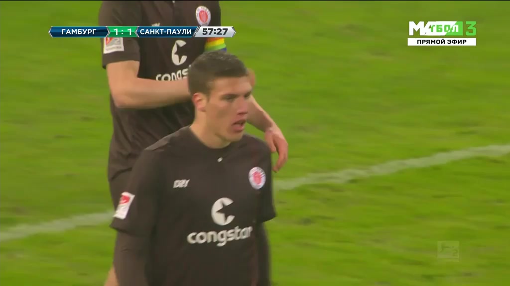 GER D2 Hamburger SV Vs St. Pauli Sebastian Schonlau Goal in 57 min, Score 1:1