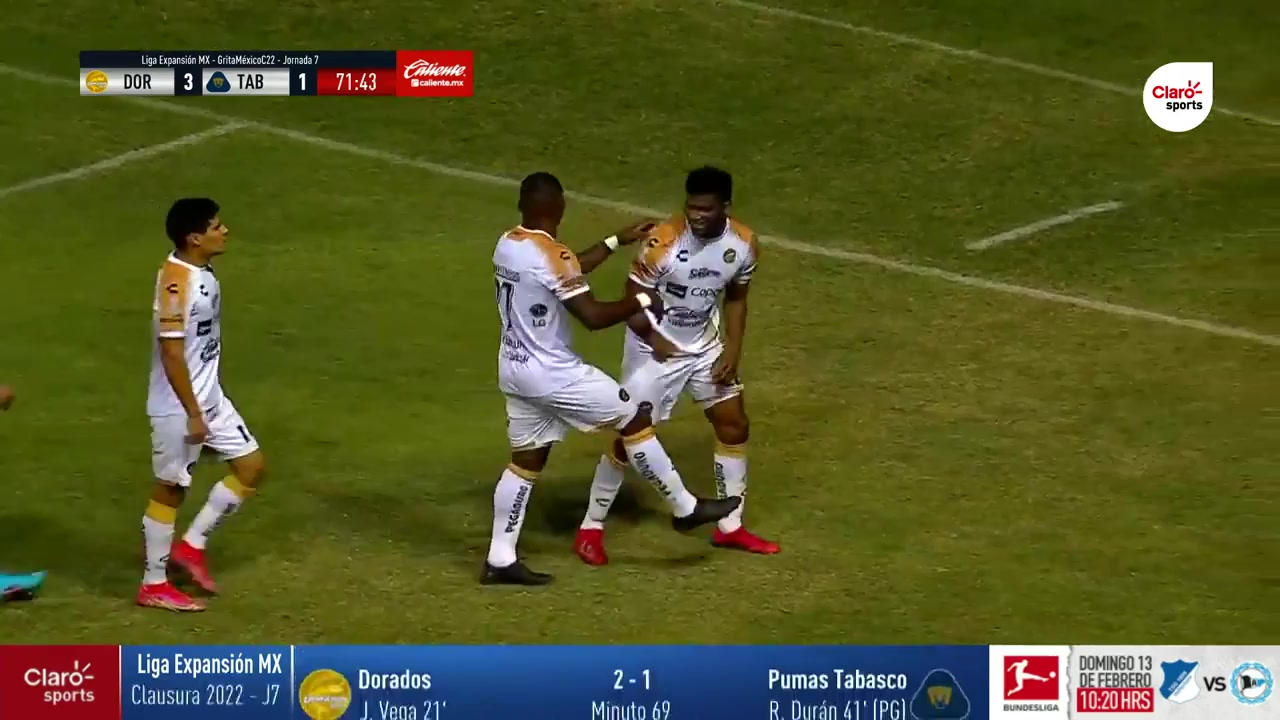 MEX D2 CSyD Dorados de Sinaloa Vs Pumas Tabasco Jose Raul Zuniga Murillo Goal in 72 min, Score 3:1