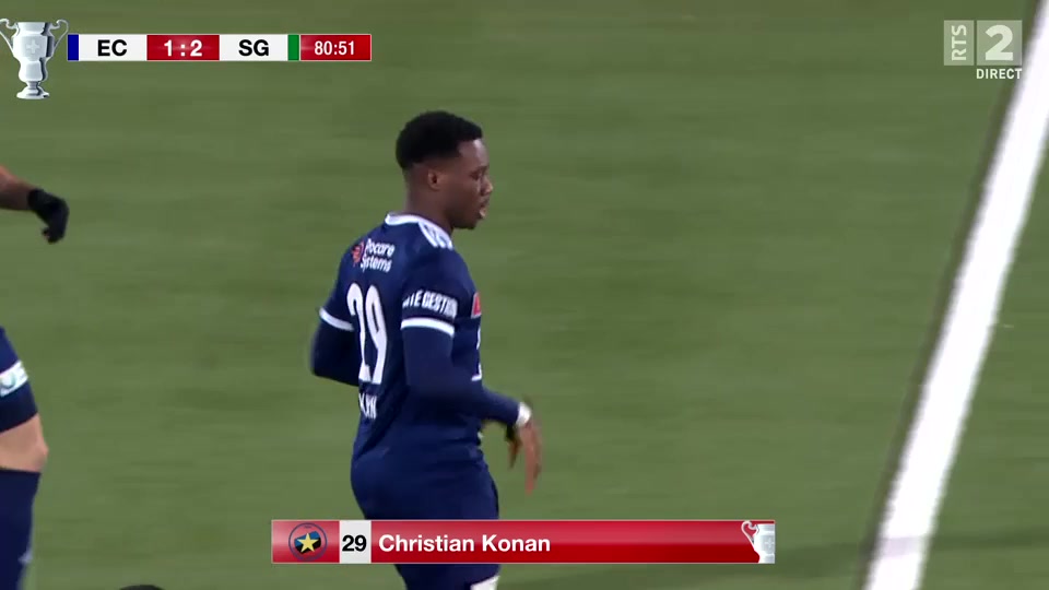 SUI Cup Etoile Carouge Vs St. Gallen Christian Kouan Goal in 81 min, Score 1:2