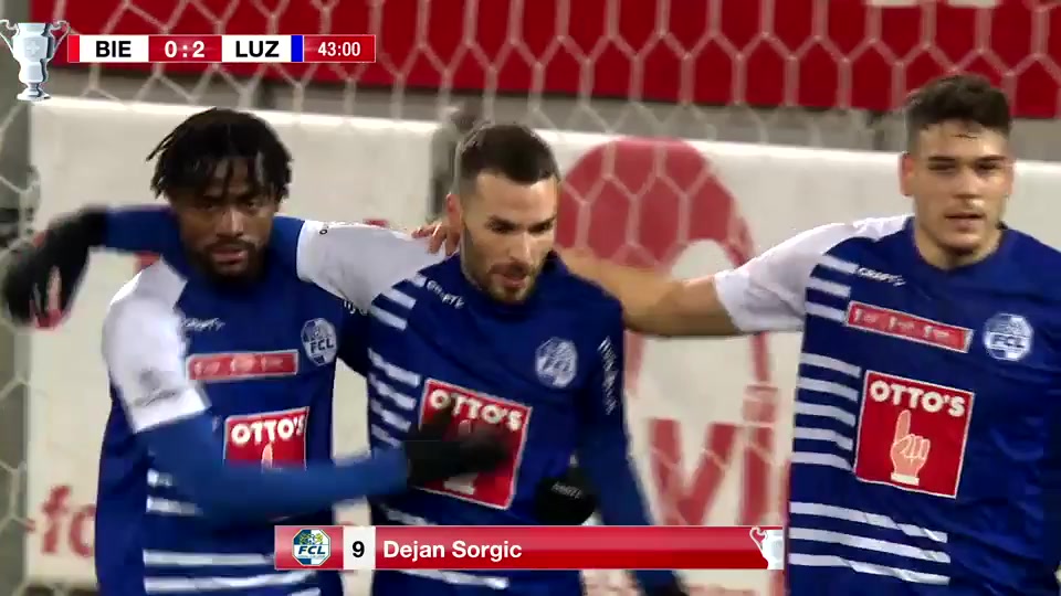 SUI Cup Biel Bienne Vs Luzern Dejan Sorgic Goal in 42 min, Score 0:2