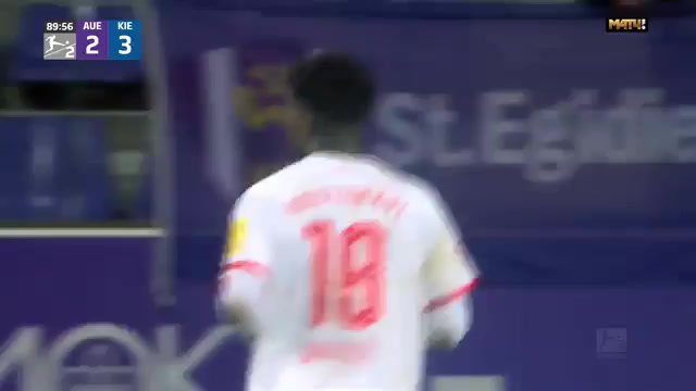 GER D2 Erzgebirge Aue Vs Holstein Kiel Kwasi Okyere Wriedt Goal in 90 min, Score 2:3