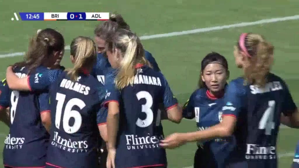 AUS WAL Brisbane Roar (w) Vs Adelaide United (w) Dawber Goal in 12 min, Score 0:1