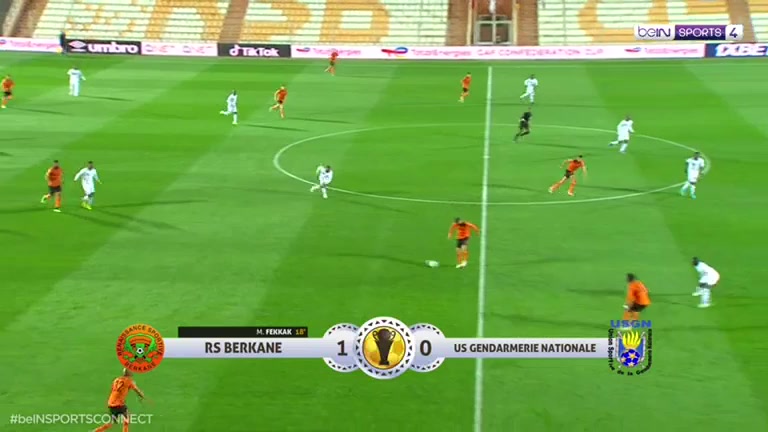 CAF Cup Renaissance Sportive de Berkane Vs Gendarmerie Mouad Fekkak Goal in 17 min, Score 1:0