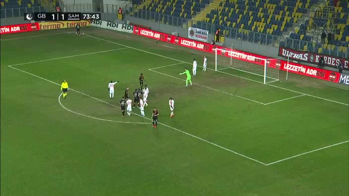 TUR D2 Genclerbirligi Vs Samsunspor Metehan Mert Goal in 74 min, Score 2:1