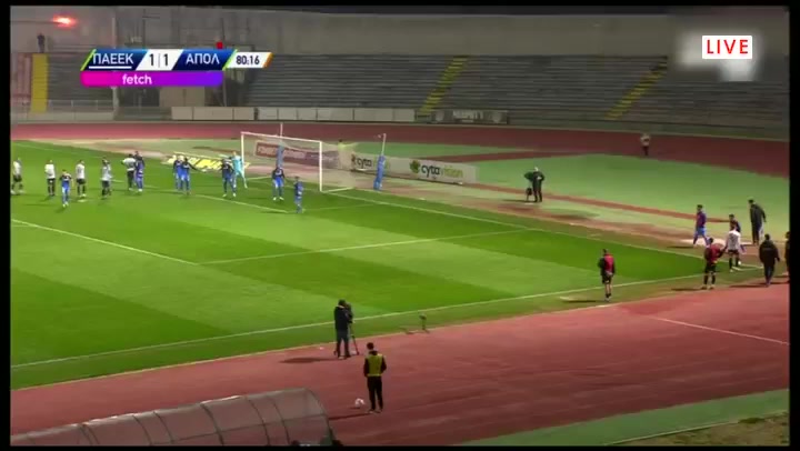 CYP D1 PAEEK Vs Apollon Limassol FC Charis Mavrias Goal in 81 min, Score 2:1