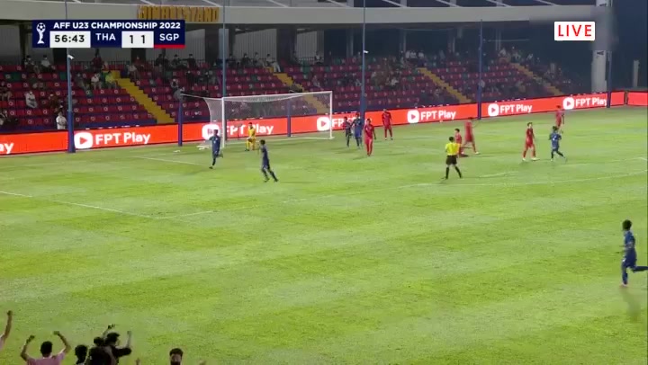 AFF U-23 Championship Thailand U23 Vs Singapore U23 Niphitphon Wongpanya Goal in 55 min, Score 2:1