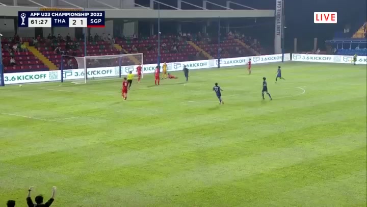 AFF U-23 Championship Thailand U23 Vs Singapore U23 Teerasak Poeiphimai Goal in 60 min, Score 3:1