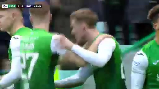 SCO PR Hibernian Vs Ross County Jake Doyle-Hayes Goal in 49 min, Score 1:0
