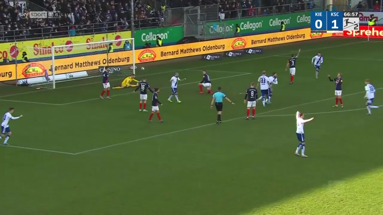 GER D2 Holstein Kiel Vs Karlsruher SC Fabian Schleusener Goal in 67 min, Score 0:2