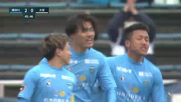 日职乙 横滨FC Vs 大宫松鼠 47分小川航基进球,比分2:0