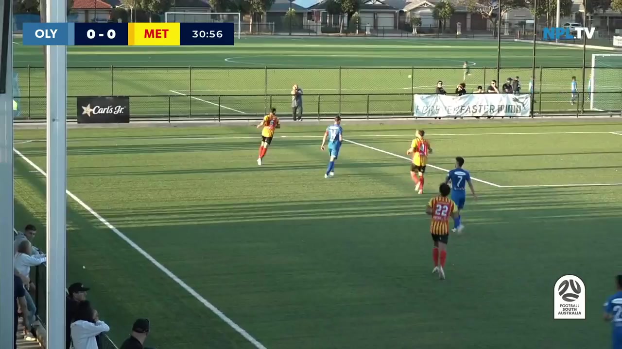 AUS SASL Adelaide Olympic Vs Metrostars SC Pounendis Goal in 31 min, Score 1:0